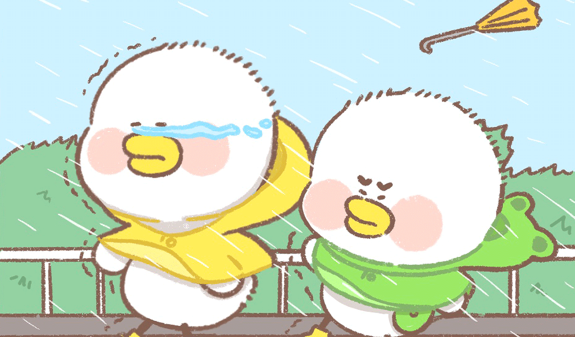 逗酱萌鸭的睡前故事漫画,第32话 下雨篇1图